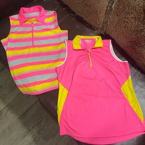 Golf America Sleeveless Half Zip Neon Top Lot, Women’s M